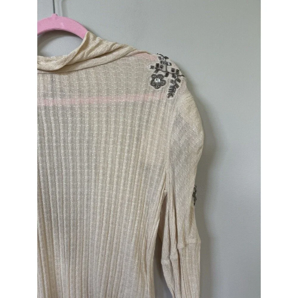 Free People Top Ivory High Maintenance Ballet Blouse Preppy Boho Jewel Sz M New
